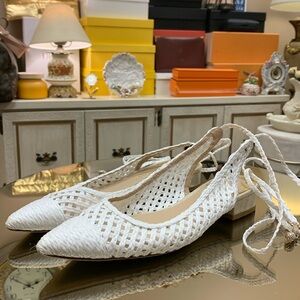 Antonio Melanix Jennifer Sumko Newport Woven Lace-Up Dress Flats Size 8 M